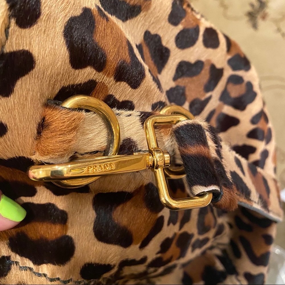Prada vintage leopard dyed calf fur tote satchel - Picture 8 of 13